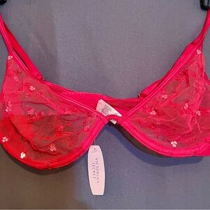 Victoria's Secret Red Floral Mesh Bra